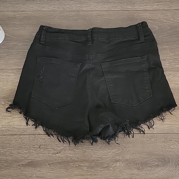 Black‎ KANCAN Shorts W9 28 Distressed Destroyed - Picture 3 of 4